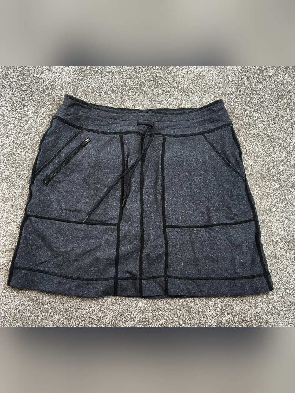 Title Nine Skirt Medium Skort Drawstring Athleisure Pockets Athletic Gray